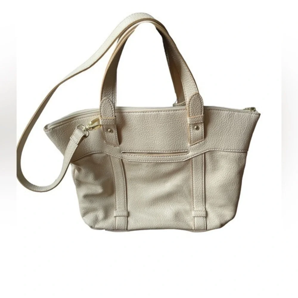 Relic Top‎ Handle Convertible Shoulder Handbag Faux Pebble Grain Leather Cream